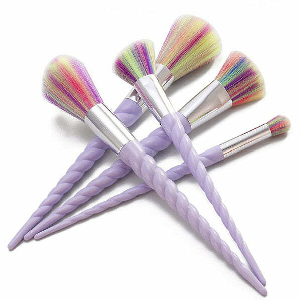 Y2K Aesthetic Unicorn Makeup Brush Set for Cute and Comfy Looks