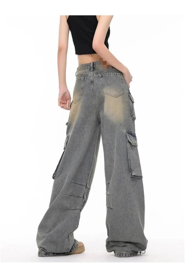 Y2K Aesthetic Urban Explorer Cargo Jeans for Trendy Outfits