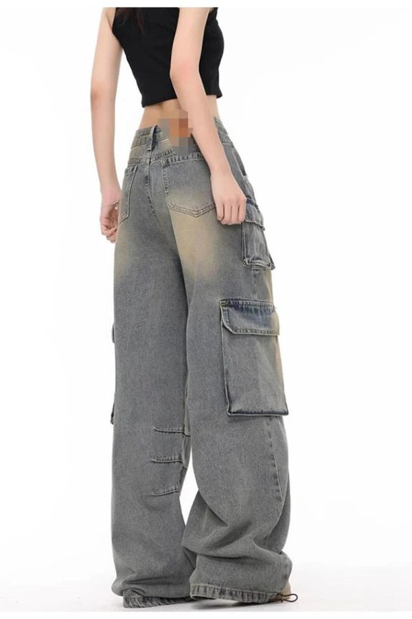 Y2K Aesthetic Urban Explorer Cargo Jeans for Trendy Outfits