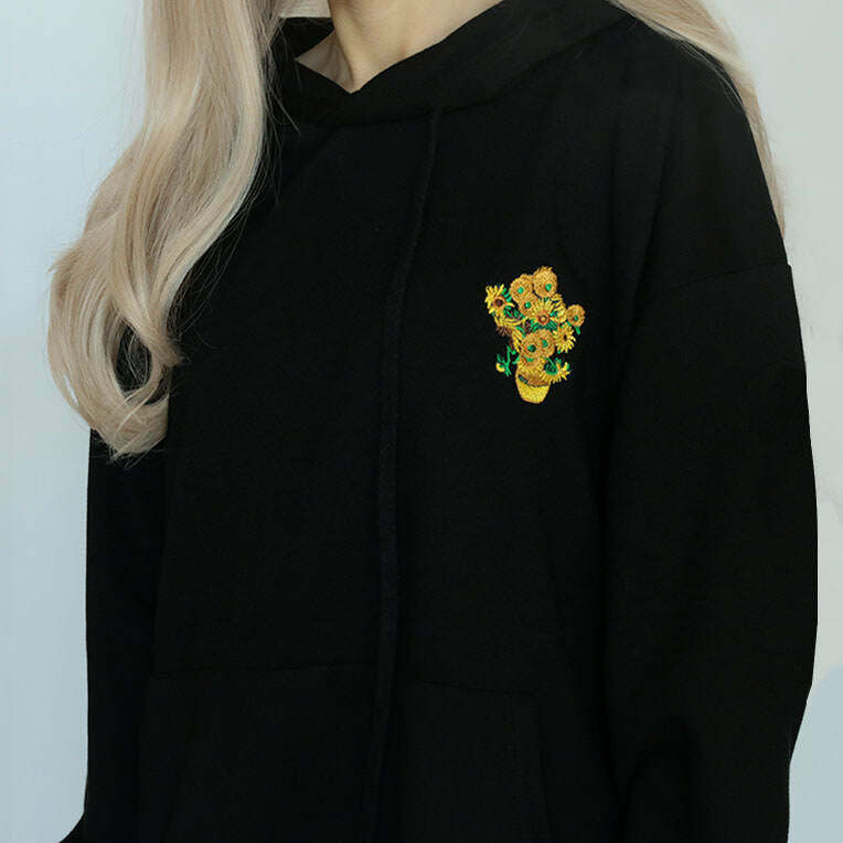 Y2K Aesthetic Van Gogh Sunflowers Hoodie - Cute & Comfy Art-Inspired Wear