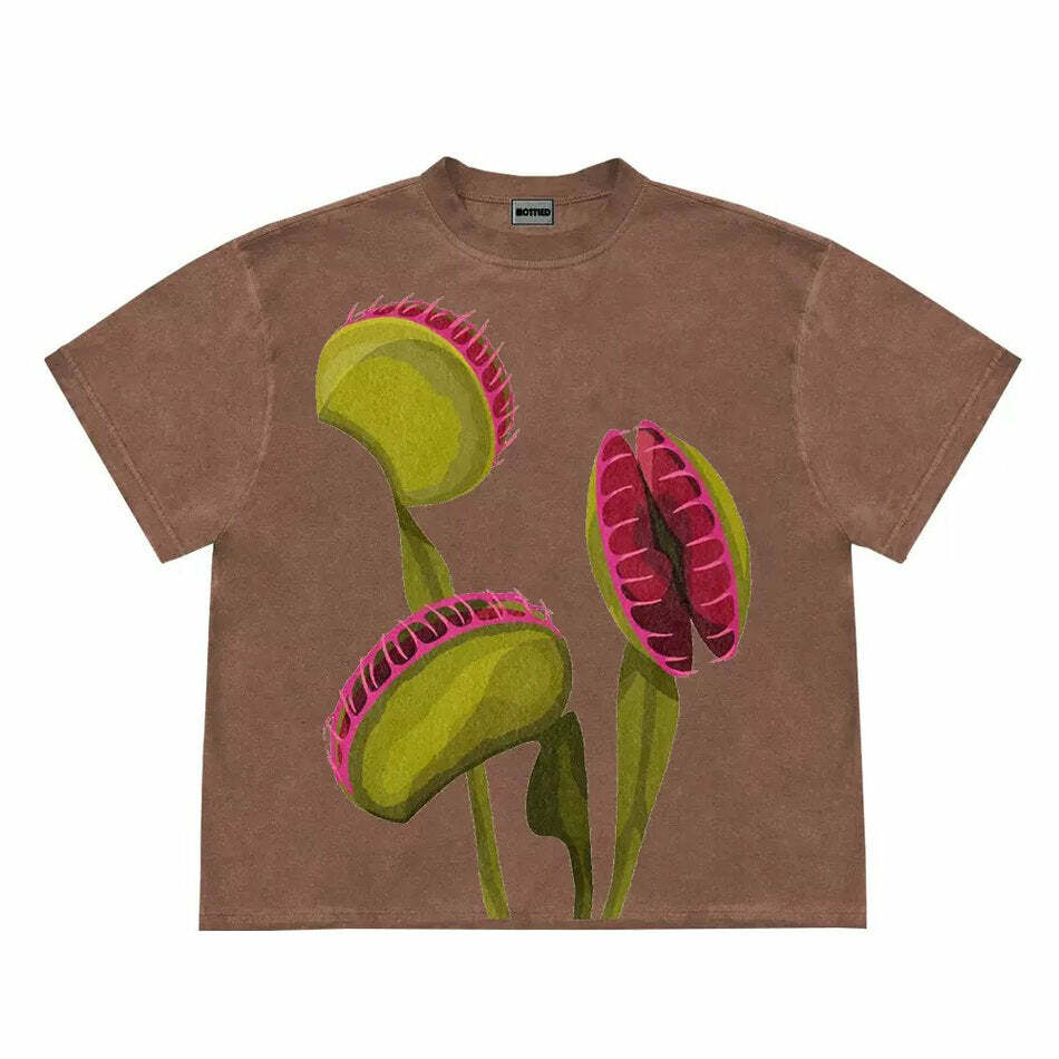 Y2K Aesthetic Venus Flytrap Graphic Tee - Cute Top for Trendy Outfits