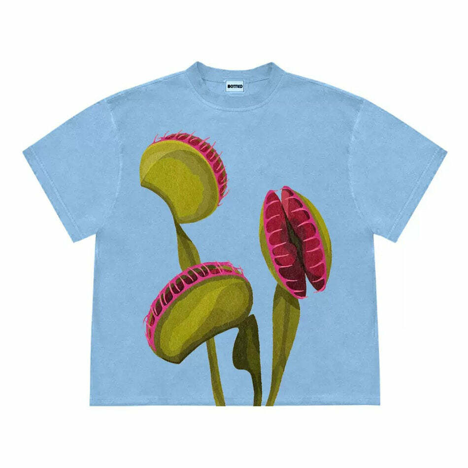 Y2K Aesthetic Venus Flytrap Graphic Tee - Cute Top for Trendy Outfits