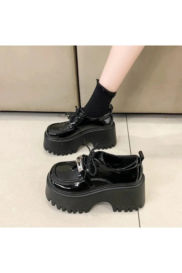 Y2K Aesthetic Void Walker Platform Loafers for Grunge and Coquette Style