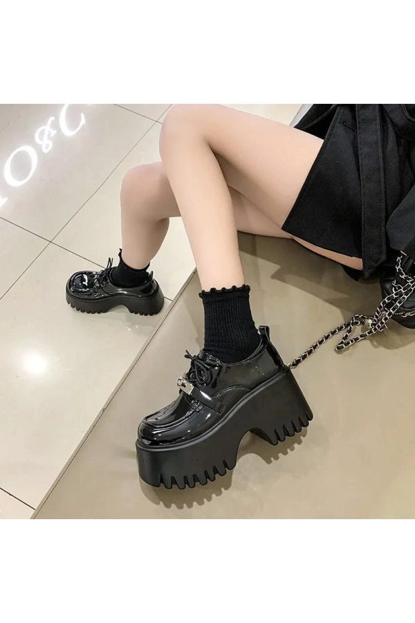 Y2K Aesthetic Void Walker Platform Loafers for Grunge and Coquette Style