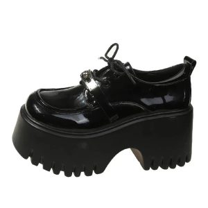 Y2K Aesthetic Void Walker Platform Loafers for Grunge and Coquette Style