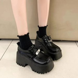 Y2K Aesthetic Void Walker Platform Loafers for Grunge and Coquette Style