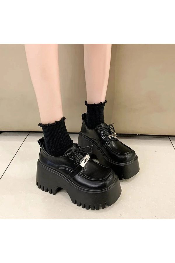 Y2K Aesthetic Void Walker Platform Loafers for Grunge and Coquette Style