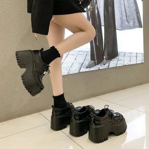 Y2K Aesthetic Void Walker Platform Loafers for Grunge and Coquette Style