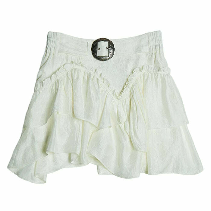 Y2K Aesthetic White Mini Skirt for Cute and Comfy Outfits