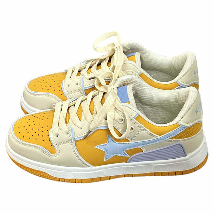 Y2K Aesthetic Yellow Star Sneakers for Trendy Outfits and Vibes