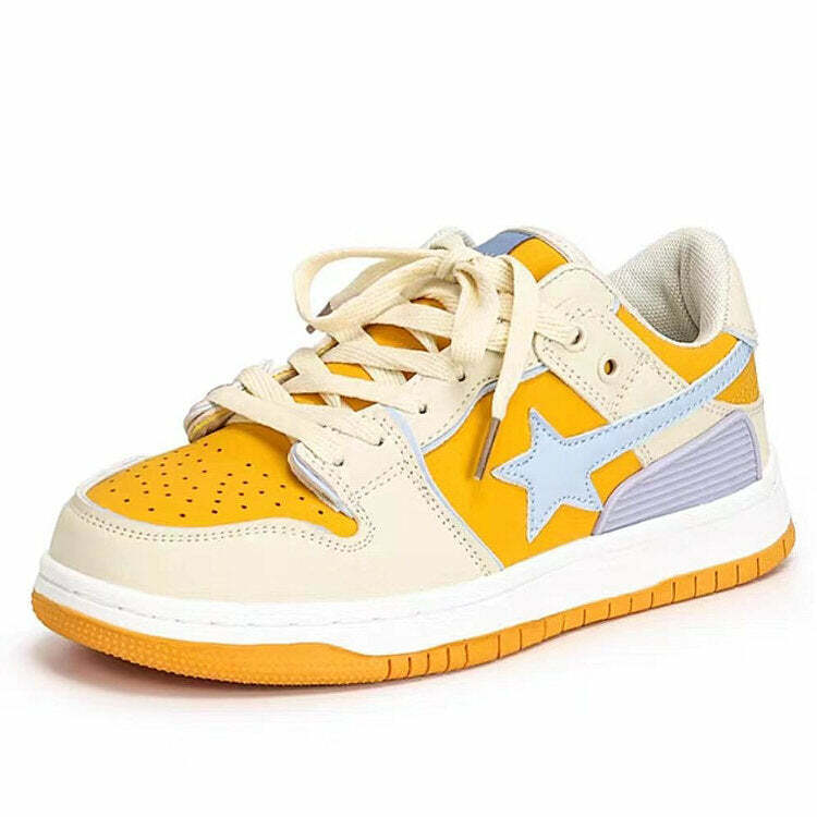 Y2K Aesthetic Yellow Star Sneakers for Trendy Outfits and Vibes