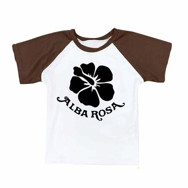 Y2K Alba Rosa Baby Tee - Cute Top for Coquette Aesthetic Lovers