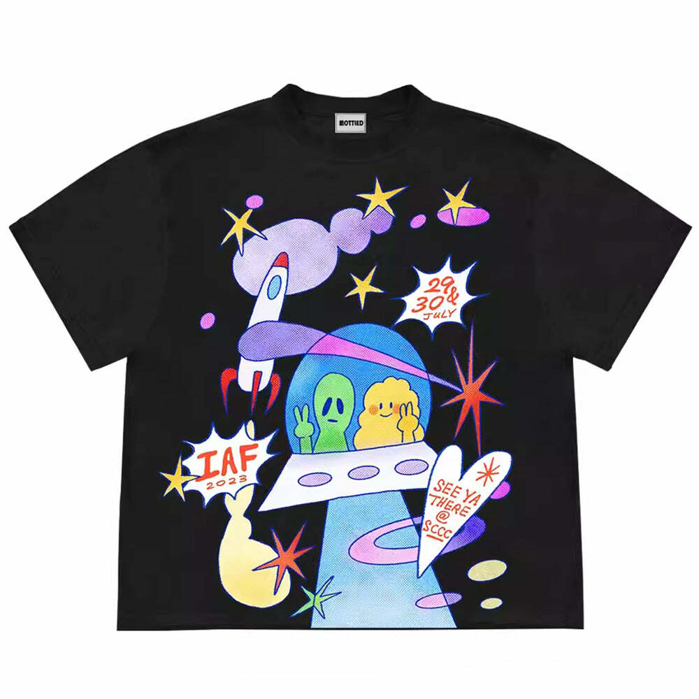 Y2K Alien Aesthetic Graphic Tee - Cute Top for Trendy Outfits