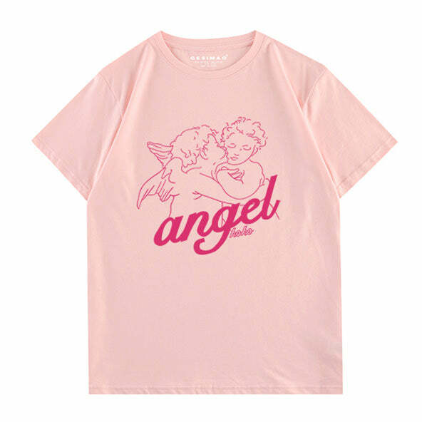 Y2K Angel Graphic T-Shirt - Cute Pastel Goth Aesthetic Top