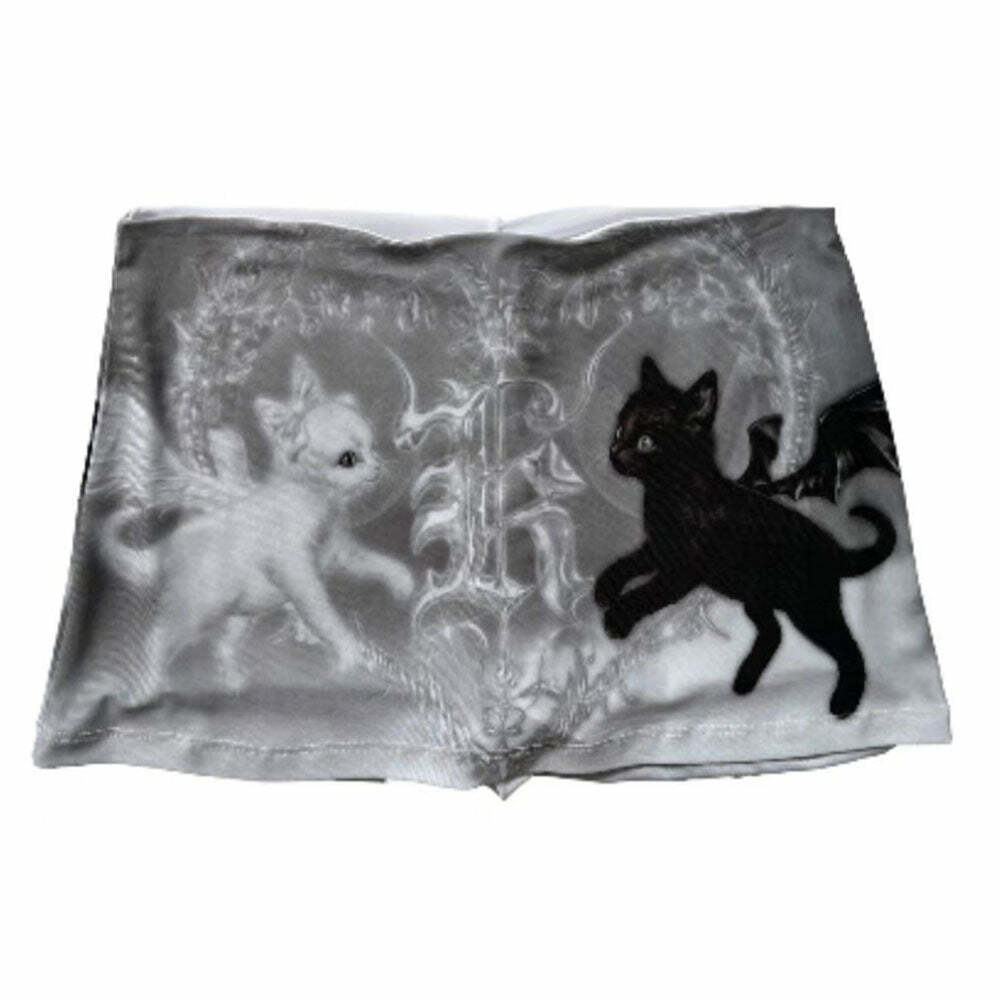 Y2K Black Cat Mini Skirt - Cute Grunge Aesthetic for Trendy Outfits