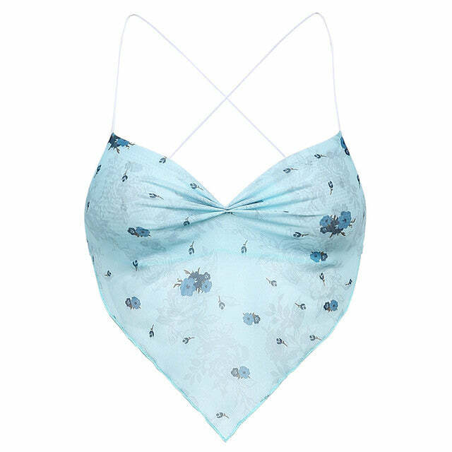 Y2K Blue Scarf Top - Trendy Coquette Aesthetic for Stylish Outfits