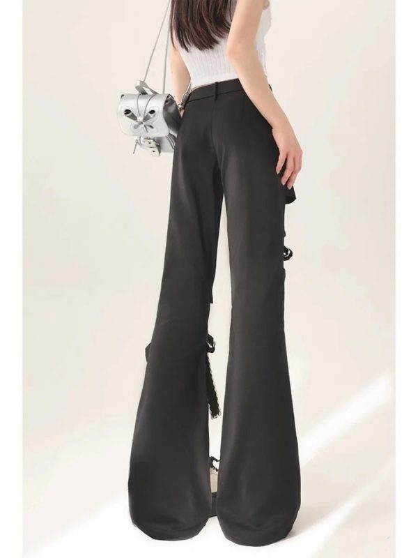 Y2K Bow-Tied Cutout Layered Pants for Trendy Aesthetic Outfits