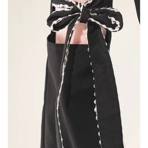 Y2K Bow-Tied Cutout Layered Pants for Trendy Aesthetic Outfits