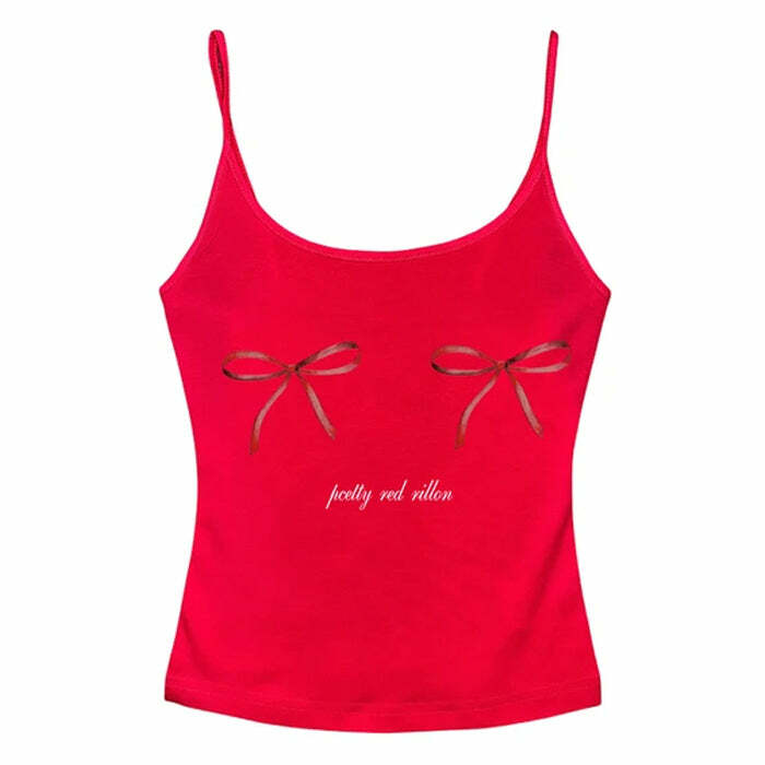 Y2K Bows Skinny Tank Top - Cute Y2K Fashion for Coquette Aesthetic Lovers