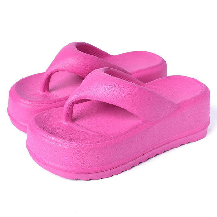 Y2K Bubble Gum Platform Sandals for Cute Coquette Aesthetic Outfits