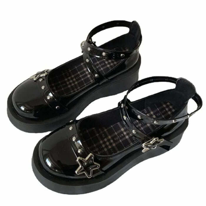 Y2K Buckle Platform Sandals for Grunge and Coquette Aesthetic Styles