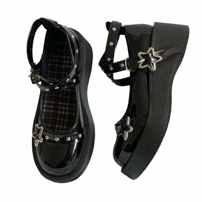 Y2K Buckle Platform Sandals for Grunge and Coquette Aesthetic Styles