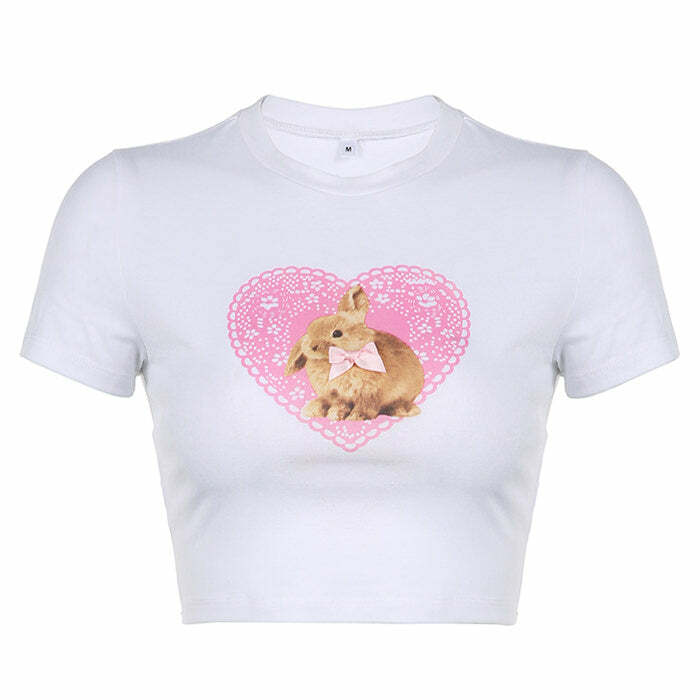 Y2K Bunny Crop Top - Cute Pastel Goth Aesthetic for Trendy Outfits