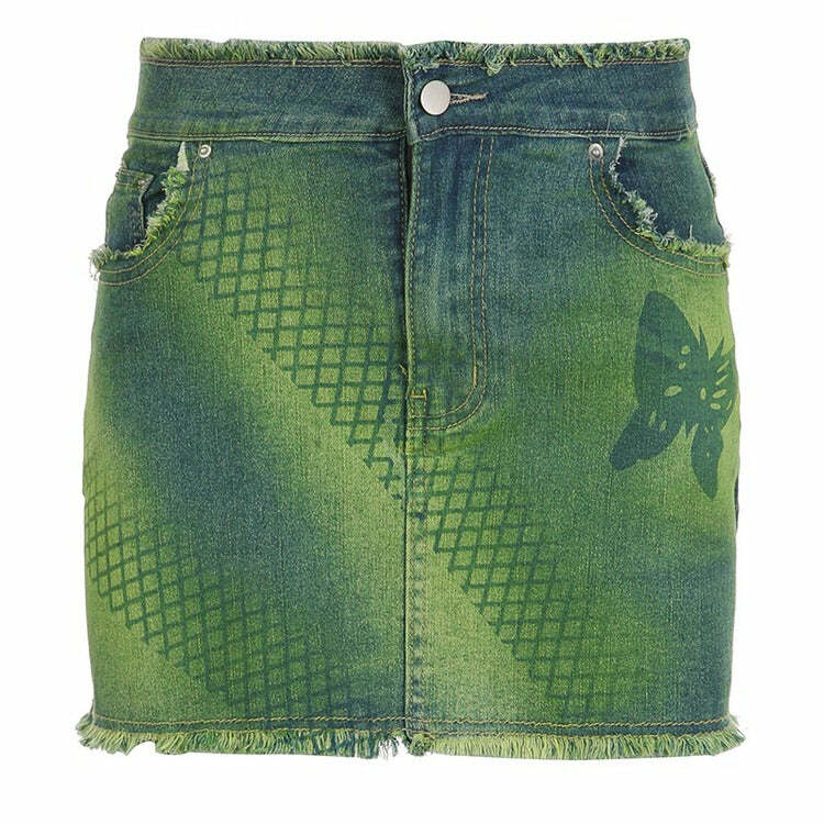 Y2K Butterfly Aesthetic Denim Skirt for Trendy Coquette Style Outfits