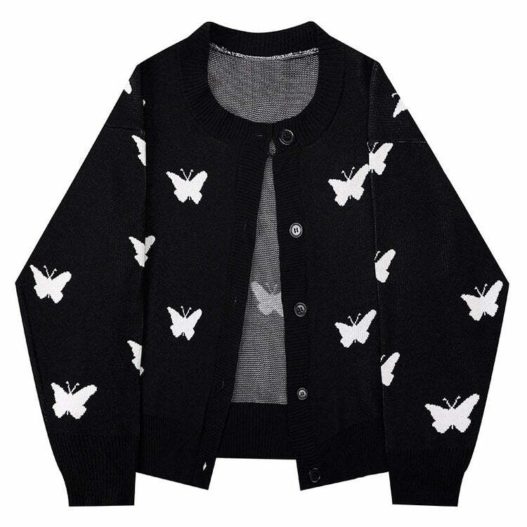 Y2K Butterfly Cardigan: Cute Layering Piece for Coquette Aesthetic