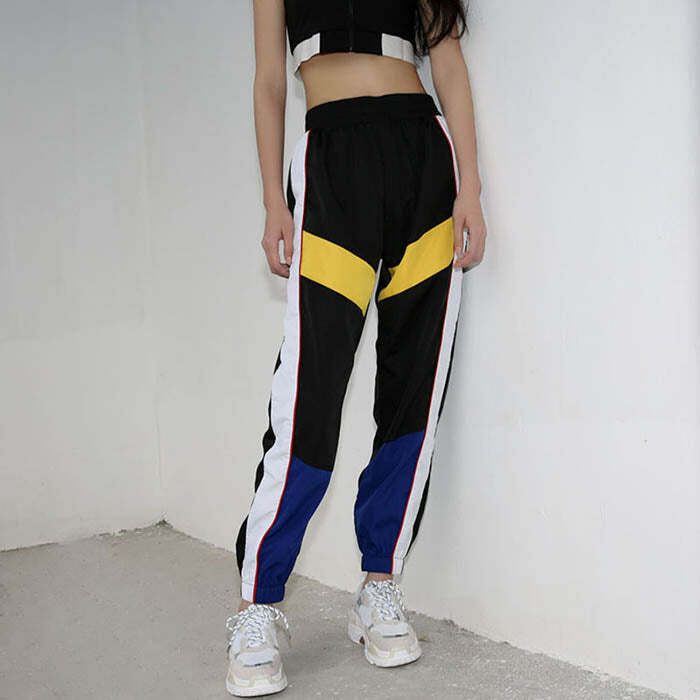 Y2K Color Block Pants for Retro Vibes and Aesthetic Outfits