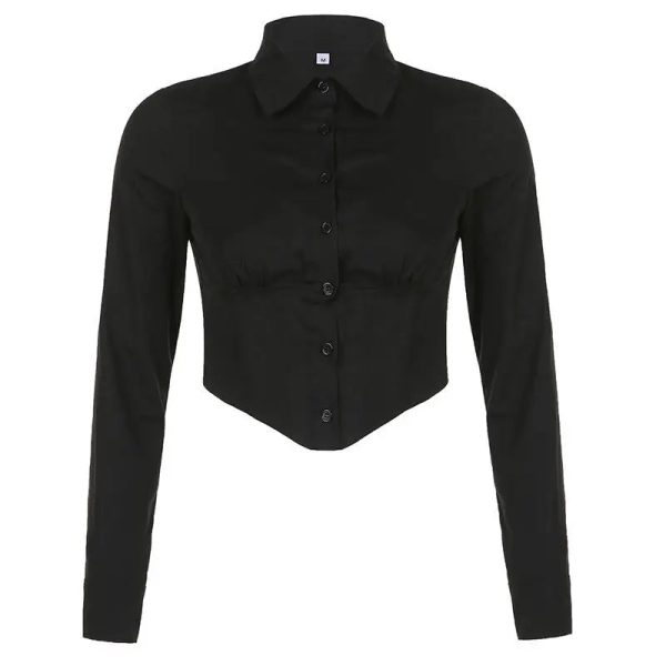 Y2K Corset Button-Up Blouse for Coquette Aesthetic & Grunge Style