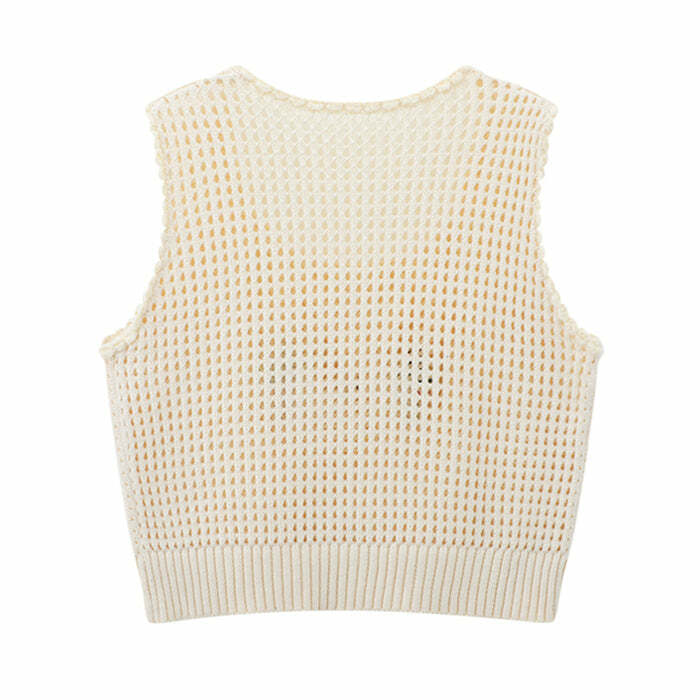 Y2K Cropped Knit Vest for Coquette Aesthetic & Grunge Style Outfits