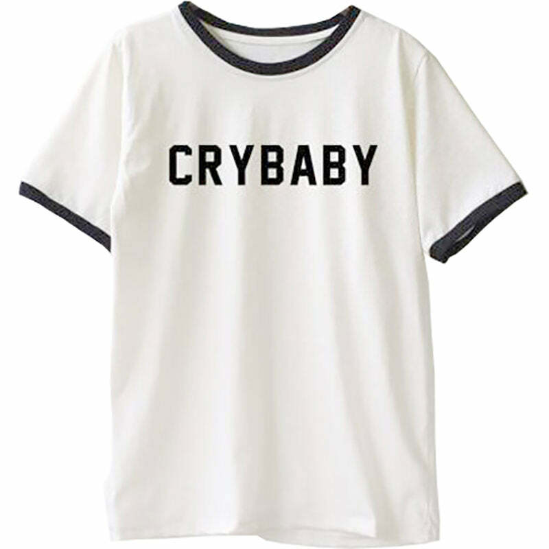 Y2K Crybaby T-Shirt: Cute Grunge Aesthetic Top for Trendy Outfits