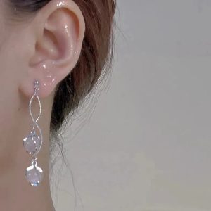 Y2K Crystal Twirl Drop Earrings for Coquette and Grunge Aesthetic Styles