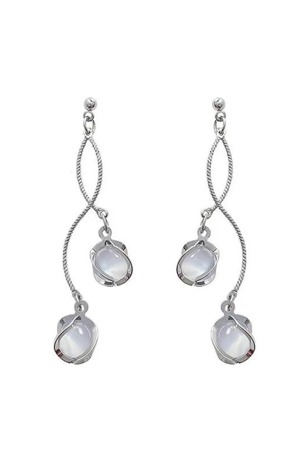 Y2K Crystal Twirl Drop Earrings for Coquette and Grunge Aesthetic Styles