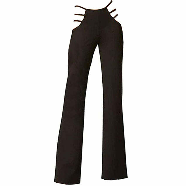 Y2K Cut Out Flare Trousers for Trendy Aesthetic Outfits and Styles