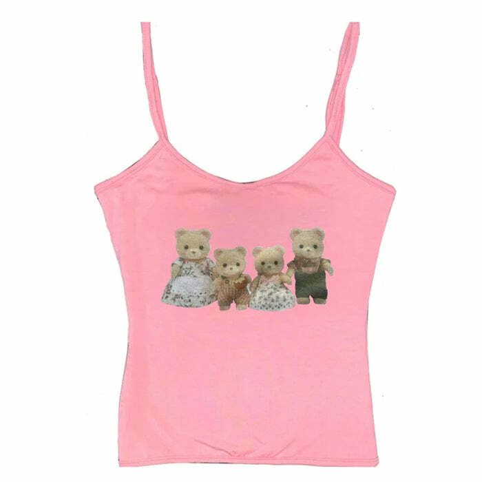 Y2K Cute Bears Tank Top - Adorable Coquette Aesthetic for Trendy Outfits