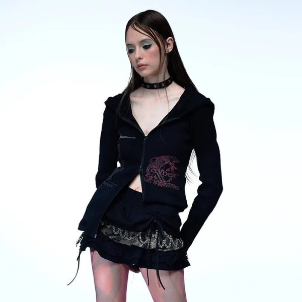 Y2K Cyber Enchantress Hoodie: Embrace Coquette Aesthetic & Grunge Style