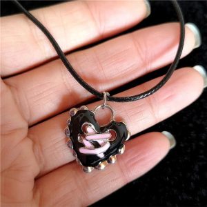 Y2K Dark Romance Heart Corset Necklace - Aesthetic Jewelry Piece