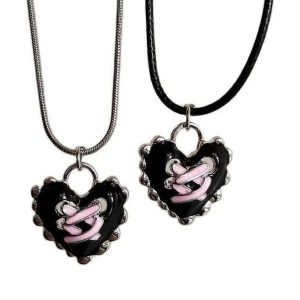 Y2K Dark Romance Heart Corset Necklace - Aesthetic Jewelry Piece