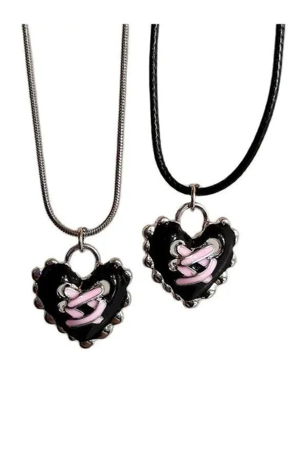 Y2K Dark Romance Heart Corset Necklace - Aesthetic Jewelry Piece