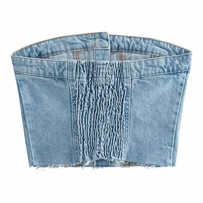 Y2K Denim Corset Top for Coquette Aesthetic & Grunge Style Outfits