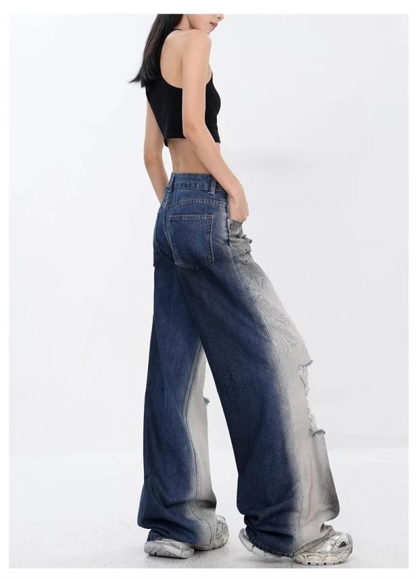 Y2K Distressed Jeans for Grunge Aesthetic & Coquette Style Lovers