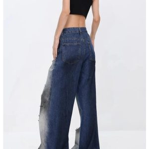 Y2K Distressed Jeans for Grunge Aesthetic & Coquette Style Lovers