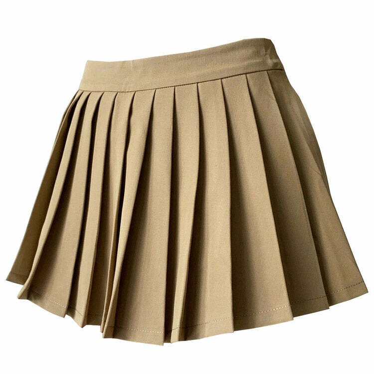 Y2K Fashion Coffee Cream Pleated Skirt for Coquette Aesthetic Looks