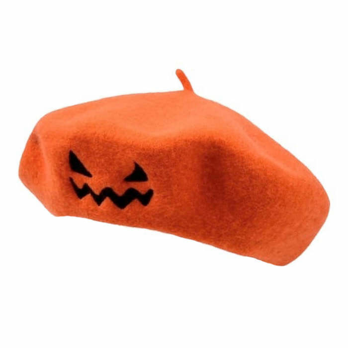 Y2K Fashion Crazy Pumpkin Beret for Cute Aesthetic Outfits