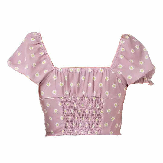 Y2K Fashion Daisy Top: Cute Pastel Goth Aesthetic for Effortless Style