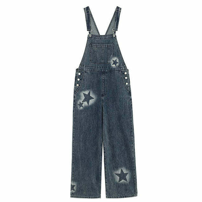 Y2K Fashion Star Girl Denim Overalls for Cute Aesthetic Outfits