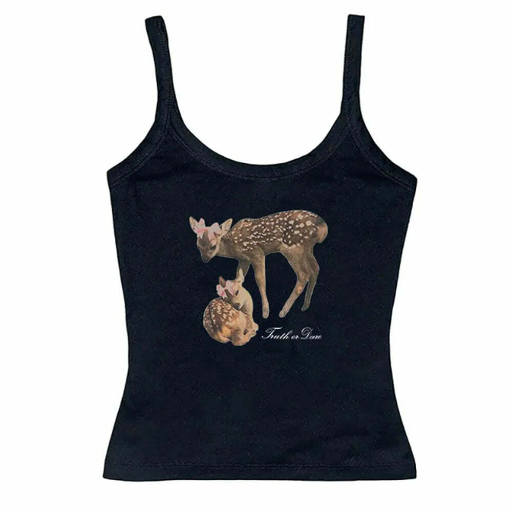 Y2K Fashion Truth or Dare Fawn Tank Top for Coquette Aesthetic Vibes