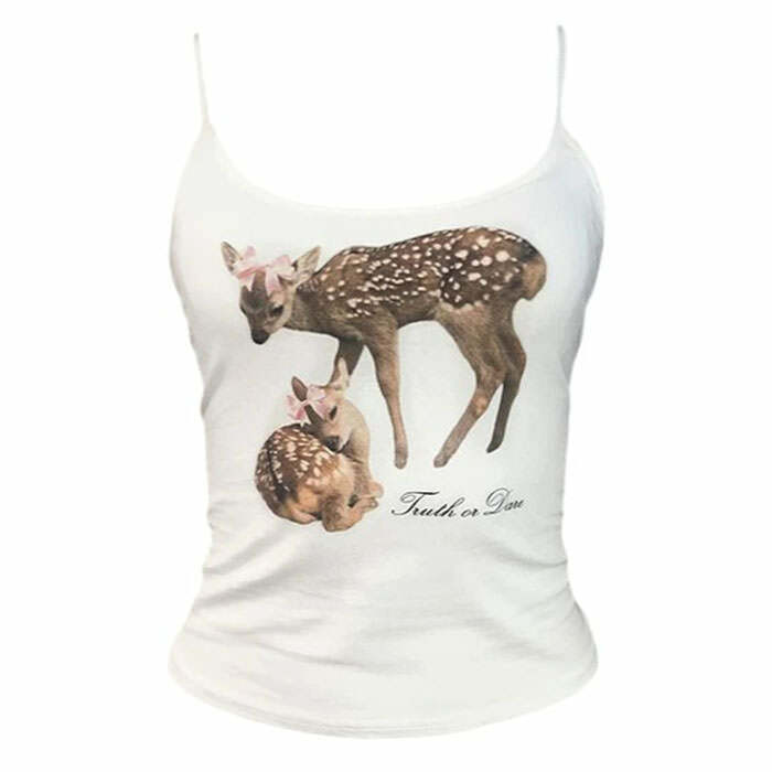 Y2K Fashion Truth or Dare Fawn Tank Top for Coquette Aesthetic Vibes